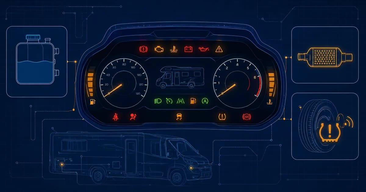 Armaturenbrett Fiat Ducato 2025: digitales Kombiinstrument und Warnleuchten